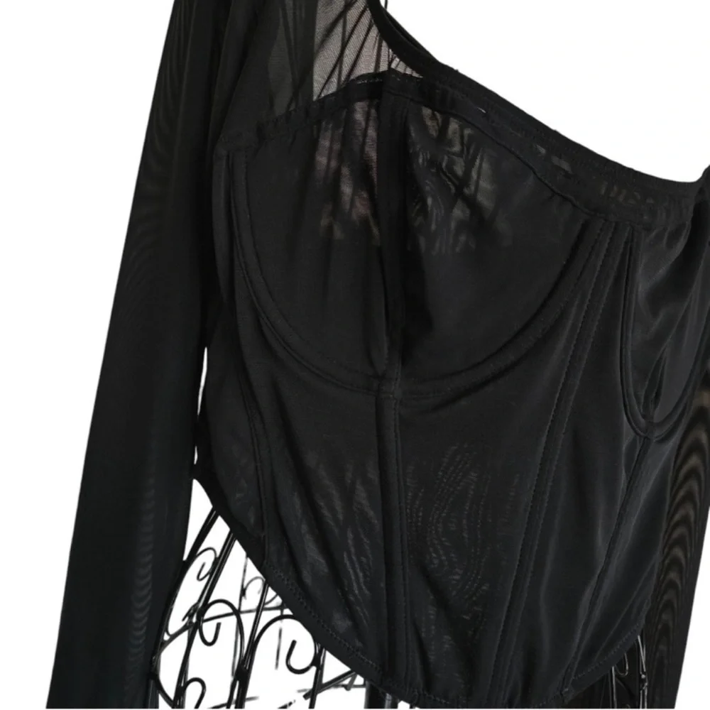 NWT By Anthropologie Long-Sleeve
Mesh Crop Top, Size XL - Picture 5 of 14